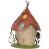 Clayre & Eef 6Y5737 Budka dla ptaków beżowo-czerwona Ø17x27/54cm Żelazo w stylu vintage
