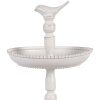 Clayre & Eef 6Y5738 Metalowy etażer biały Ø 27x41 cm Antyczny wygląd z detalem ptaka