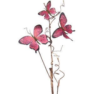 Clayre & Eef 50810 Dekoracja gałązka z motylami różowa 14x5x85 cm