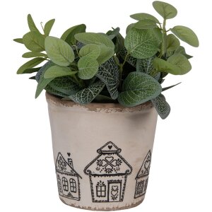 Clayre & Eef 6CE2123L Doniczka dekoracyjna beżowo-czarna Ø 17x16 cm