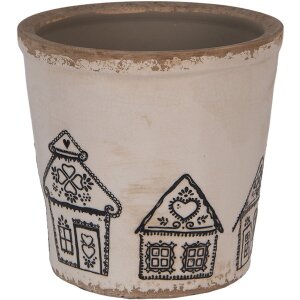 Clayre & Eef 6CE2123L Doniczka dekoracyjna beżowo-czarna Ø 17x16 cm