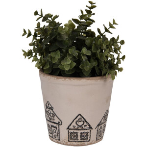 Clayre & Eef 6CE2123M Dekoracyjna doniczka ceramiczna beżowo-czarna Ø 15x14 cm