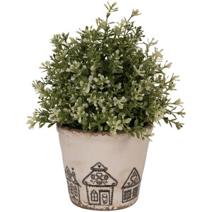 Clayre & Eef 6CE2123S Doniczka ceramiczna w stylu wiejskim beżowo-czarna Ø 12x11 cm