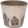 Clayre & Eef 6CE2123S Doniczka ceramiczna w stylu wiejskim beżowo-czarna Ø 12x11 cm