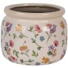 Clayre & Eef 6CECFL0001L Doniczka ceramiczna beżowa kwiatowa Ø 20x15 cm styl wiejski