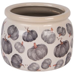 Clayre & Eef 6CECSP0001L Doniczka ceramiczna beżowo-szara Ø 20x15 cm styl wiejski