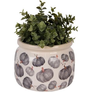 Clayre & Eef 6CECSP0001L Doniczka ceramiczna beżowo-szara Ø 20x15 cm styl wiejski