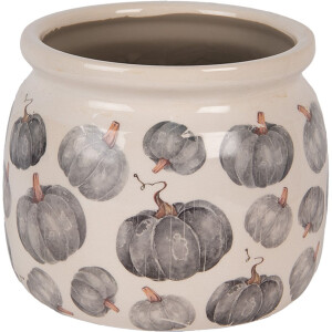 Clayre & Eef 6CECSP0001M Doniczka ceramiczna beżowo-szara Ø 16x13 cm Styl wiejski