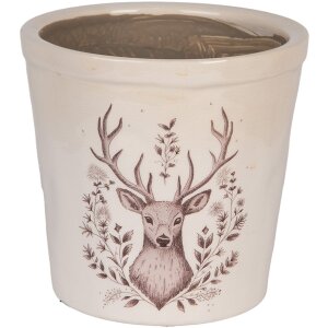 Clayre & Eef 6CEGTW0001L Doniczka dekoracyjna beżowo-brązowa Ø 17x16 cm
