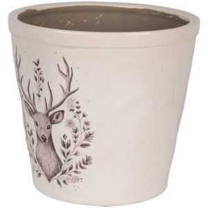 Clayre & Eef 6CEGTW0001XL Doniczka dekoracyjna beżowo-brązowa Ø 21x20 cm