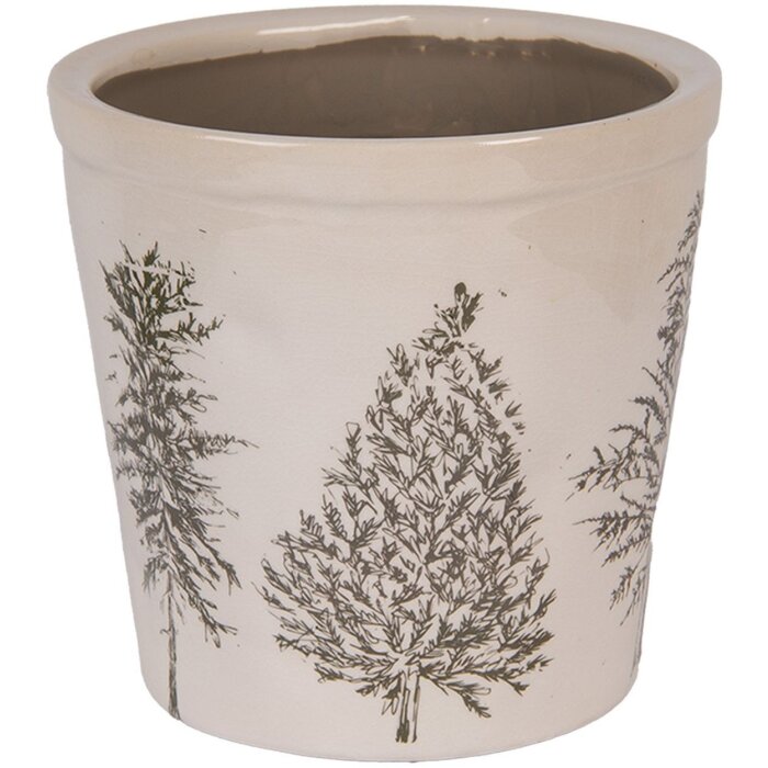 Clayre & Eef 6CETKG0001M Doniczka dekoracyjna beżowo-zielona Ø 18x16 cm
