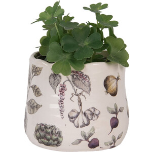 Clayre & Eef 6CETKG0001XS Doniczka ceramiczna beżowa Ø 11x10 cm styl wiejski
