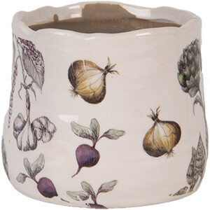 Clayre & Eef 6CETKG0001XS Doniczka ceramiczna beżowa Ø 11x10 cm styl wiejski