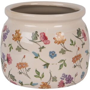 Clayre & Eef Doniczka Kwiatowy Beż 16x13 cm –...