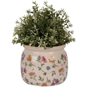 Clayre & Eef Doniczka Kwiatowy Beż 16x13 cm – Styl Wiejski