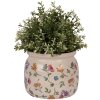 Clayre & Eef Doniczka Kwiatowy Beż 16x13 cm – Styl Wiejski