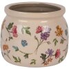 Clayre & Eef Doniczka Ceramiczna Beżowa Kwiatowa Ø12x10 cm Styl Wiejski