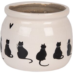 Clayre & Eef Doniczka ceramiczna z kotami 20x15 cm
