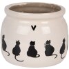 Clayre & Eef Doniczka z kotem beżowo-czarna 12x10 cm ceramiczna w stylu wiejskim