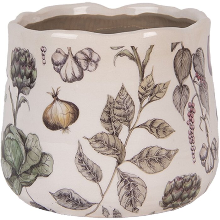 Clayre & Eef 6CETKG0001S Doniczka beżowa Ø14x12 cm styl wiejski ceramika