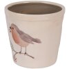 Clayre & Eef Doniczka ceramiczna 15x14cm beżowa z motywem ptaków, styl rustykalny