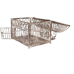 Clayre & Eef Zestaw 2 ozdobnych klatek dla ptaków brązowo-beżowy metal antyk 56cm 41cm