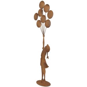 Clayre & Eef Figurka dziecka z balonami metalowa rustykalna 80 cm