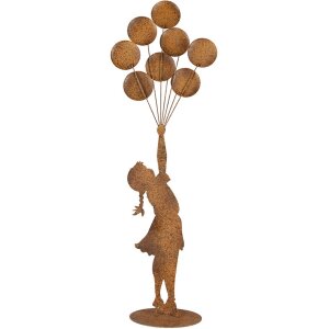 Clayre & Eef Figurka dziecka z balonami metalowa rustykalna 80 cm