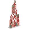 Clayre & Eef 5Y1379 Dekoracja świąteczna Domki Czerwone 28x8x56cm Metalowy Styl Wiejski