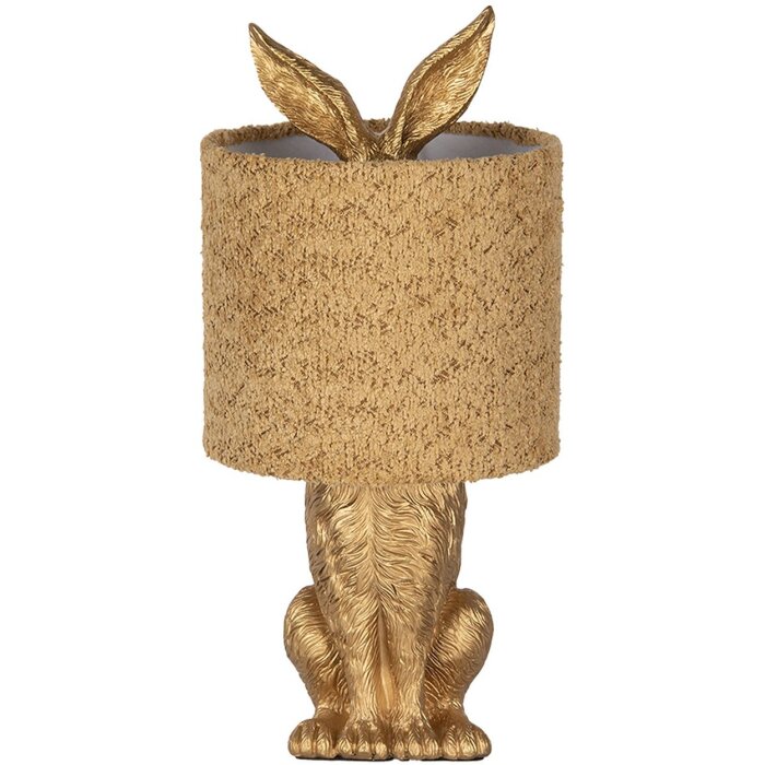 Clayre & Eef Lampa stołowa Zając z żółtym abażurem E27 Ø 20x43 cm