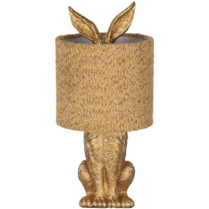 Clayre & Eef Lampa stołowa Zając z żółtym abażurem E27 Ø 20x43 cm