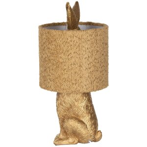 Clayre & Eef Lampa stołowa Zając z żółtym abażurem E27 Ø 20x43 cm