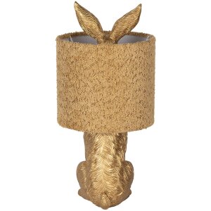 Clayre & Eef Lampa stołowa Zając z żółtym abażurem E27 Ø 20x43 cm