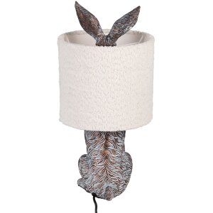 Clayre & Eef Lampa stołowa Królik E27 Ø 20x43 cm Brązowy Beżowy