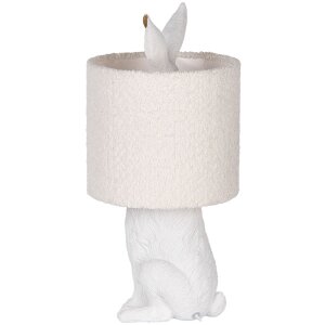 Clayre & Eef Lampa stołowa Zając Biała E27 Średnica 20x43 cm