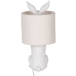 Clayre & Eef Lampa stołowa Zając Biała E27 Średnica 20x43 cm