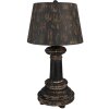 Clayre & Eef Lampa stołowa Ø35x64 cm czarna brązowa z drewna i żelaza E27 60W Vintage