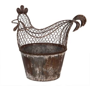 Clayre & Eef Kurka Dekoracyjna Metalowa Styl Wiejski Brązowo-Szara 39x39x25 cm
