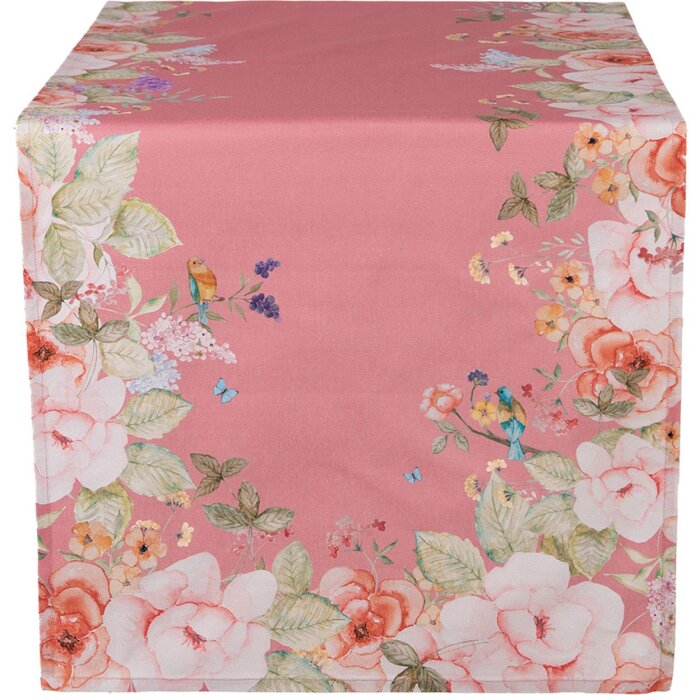 Clayre & Eef FFA64P Obrus Kwiatowy 50x140 cm Różowy