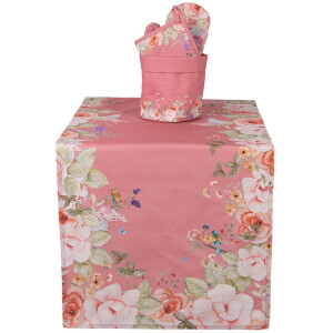 Clayre & Eef FFA64P Obrus Kwiatowy 50x140 cm Różowy
