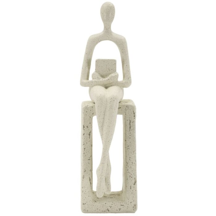 Mauro Ferretti Figurka dekoracyjna czytająca kremowa 8,5x6,5x24 cm