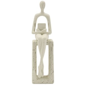 Mauro Ferretti Figurka dekoracyjna czytająca kremowa 8,5x6,5x24 cm