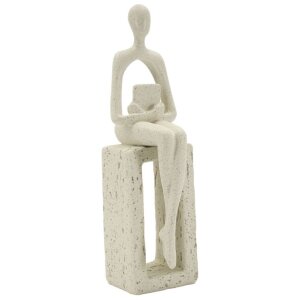 Mauro Ferretti Figurka dekoracyjna czytająca kremowa 8,5x6,5x24 cm