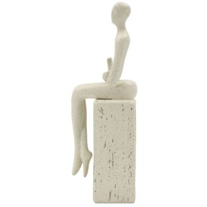 Mauro Ferretti Figurka dekoracyjna czytająca kremowa 8,5x6,5x24 cm
