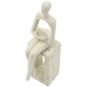 Mauro Ferretti Figurka dekoracyjna czytająca kremowa 8,5x6,5x24 cm