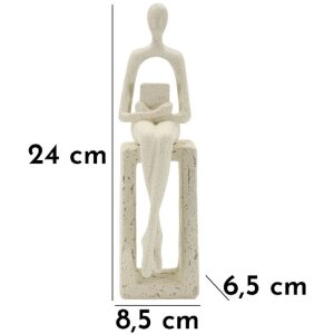 Mauro Ferretti Figurka dekoracyjna czytająca kremowa 8,5x6,5x24 cm