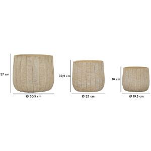 Mauro Ferretti Zestaw donic Flocke 3-częściowy 30,5x27 / 25x22,2 / 19,5x18 cm kremowy