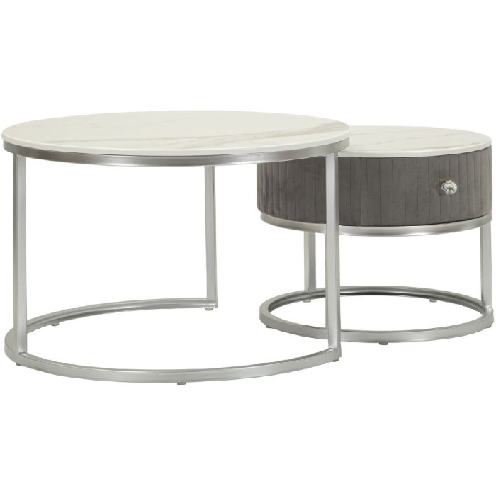 Mauro Ferretti Zestaw stolików kawowych Greys 70x45 – 50x40 cm szary srebrny