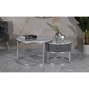 Mauro Ferretti Zestaw stolików kawowych Greys 70x45 – 50x40 cm szary srebrny