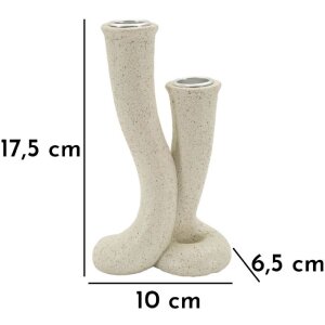 Mauro Ferretti Świecznik Stons 10x6,5x17,5 cm kremowy